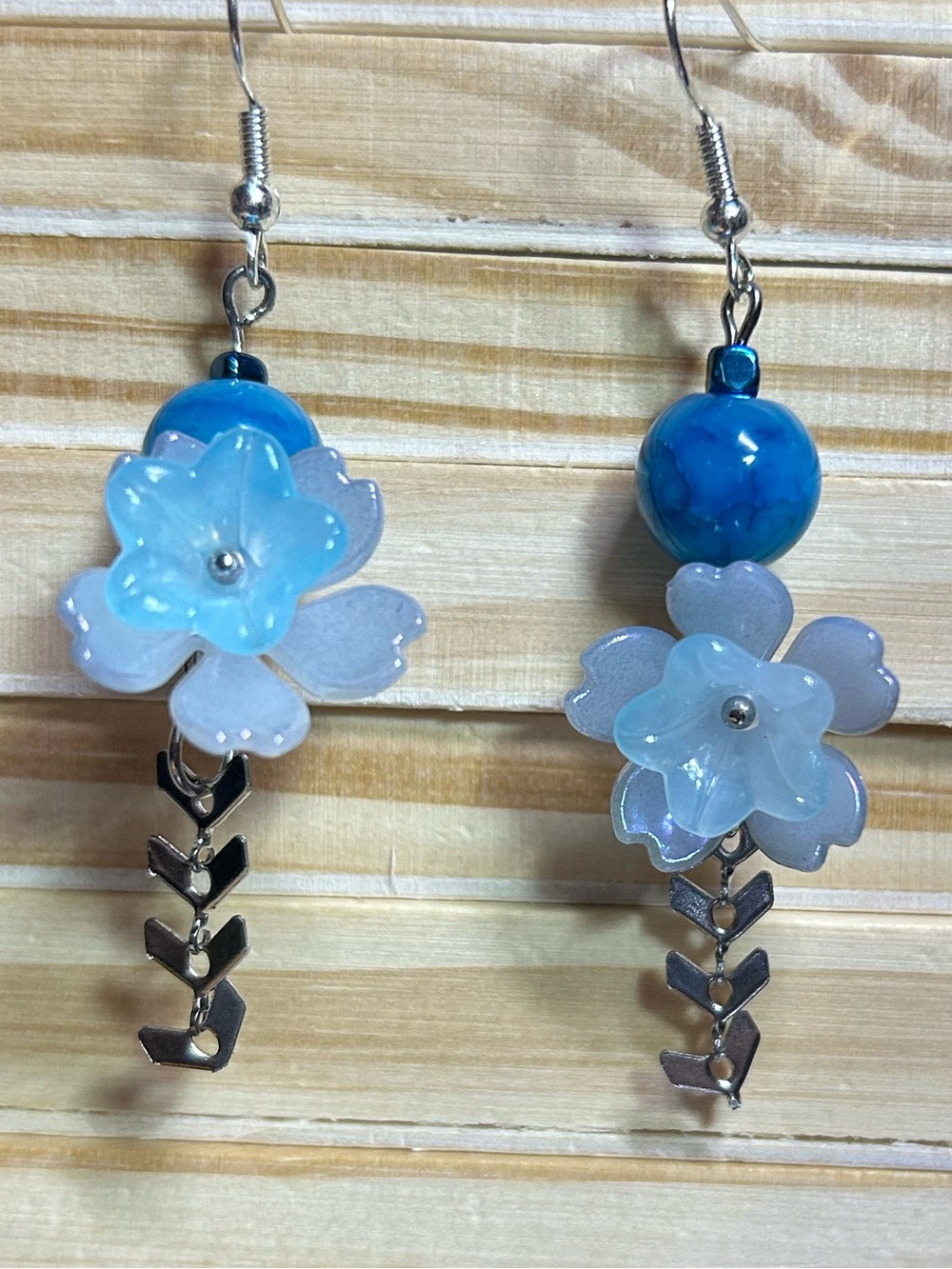 3/$25 Blue Flower Dangle Earrings